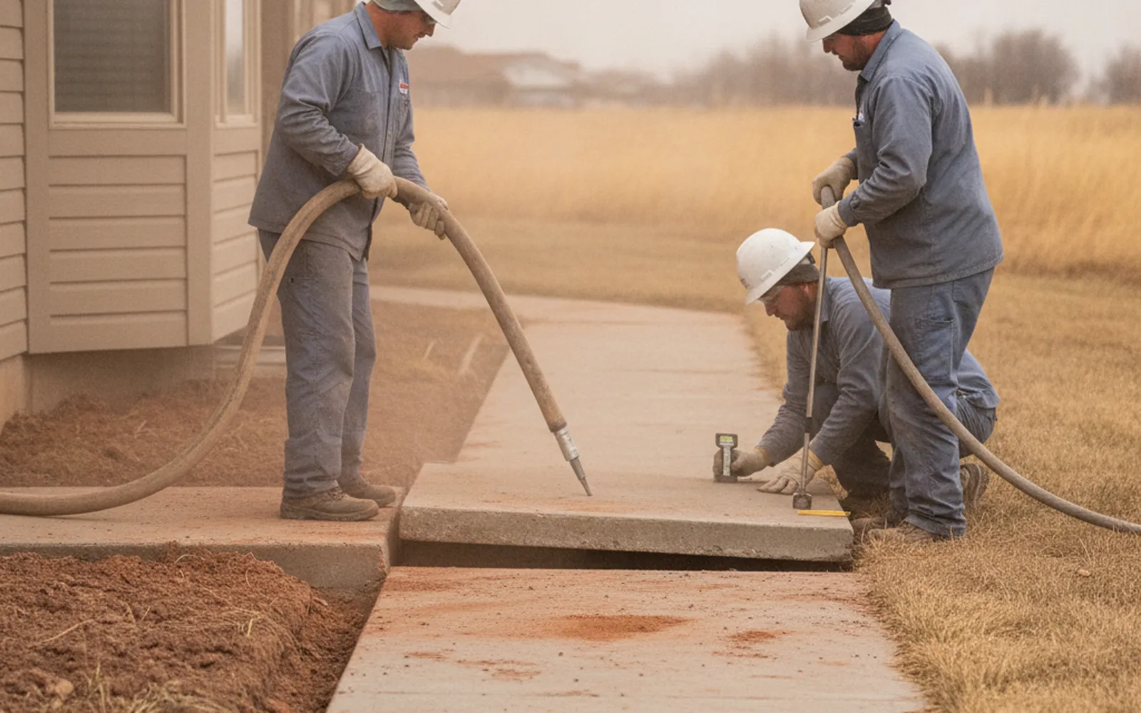 Sunken concrete walkway repair
